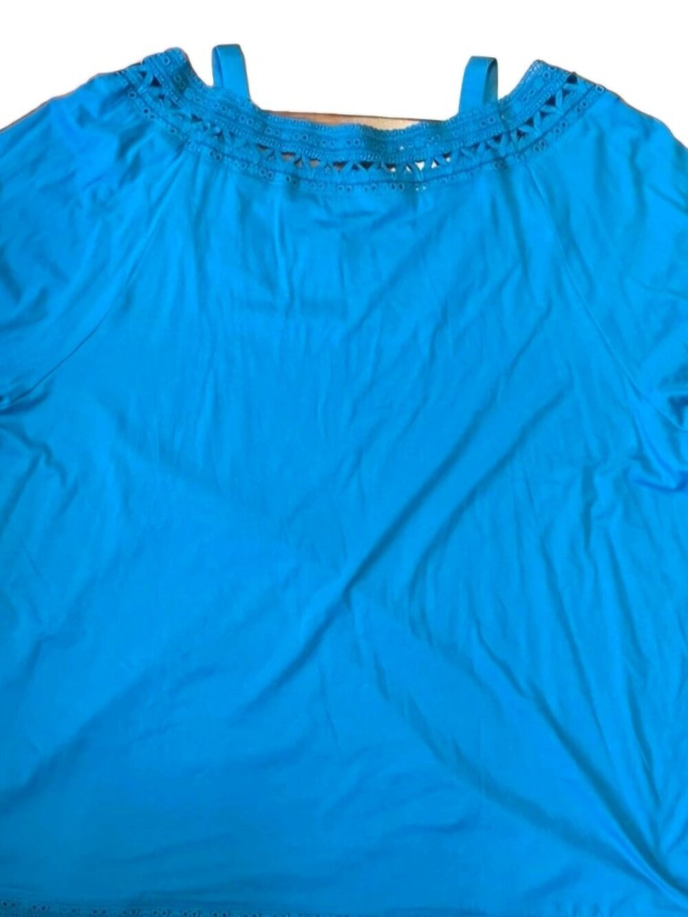 NWT Soft surroundings blue cold shoulder boho Tunic Top 1X - Picture 2 of 6